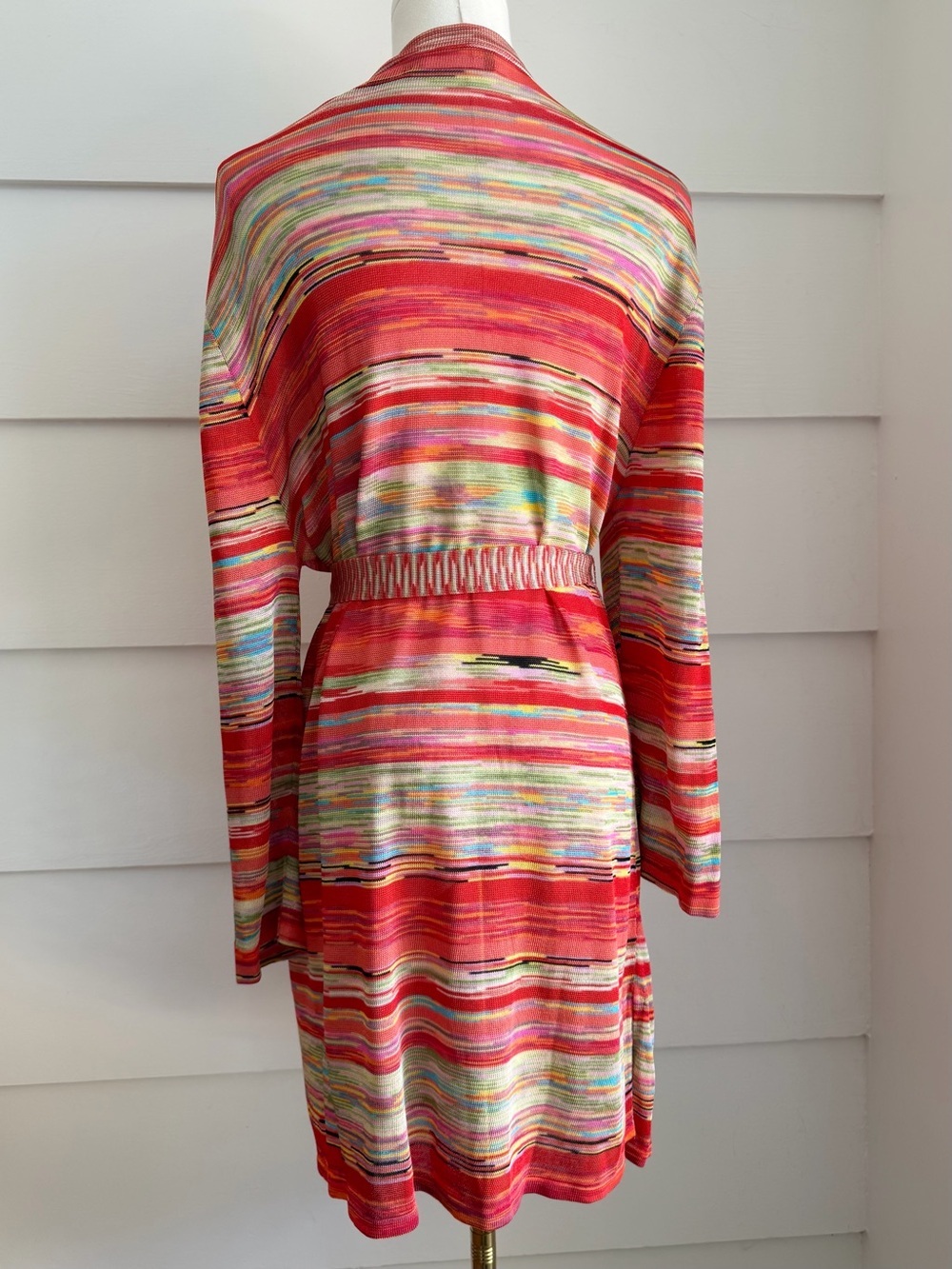 Vibrant Knit Belted Cardigan Sweater Missoni Style by Dana Buchman size XL - Picture 3 of 6